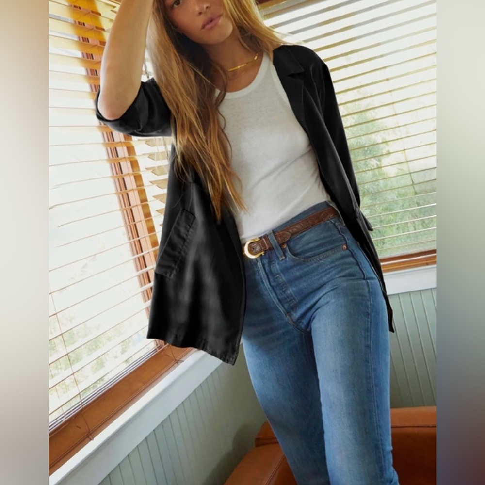 Nation LTD Jessie Blazer Lyocell Casual Jacket in Black Size Small NEW